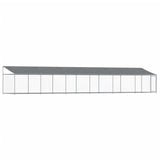 Dog Cage with Roof and Door Grey 12x2x2 m Galvanised Steel - Front View