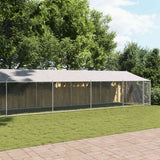 Dog Cage with Roof and Door Grey 12x2x2 m Galvanised Steel