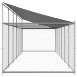 Dog Cage with Roof and Door Grey 12x2x2 m Galvanised Steel - Extra Image