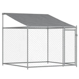 Dog Cage with Roof and Door Grey 12x2x2 m Galvanised Steel - Close-Up Angle