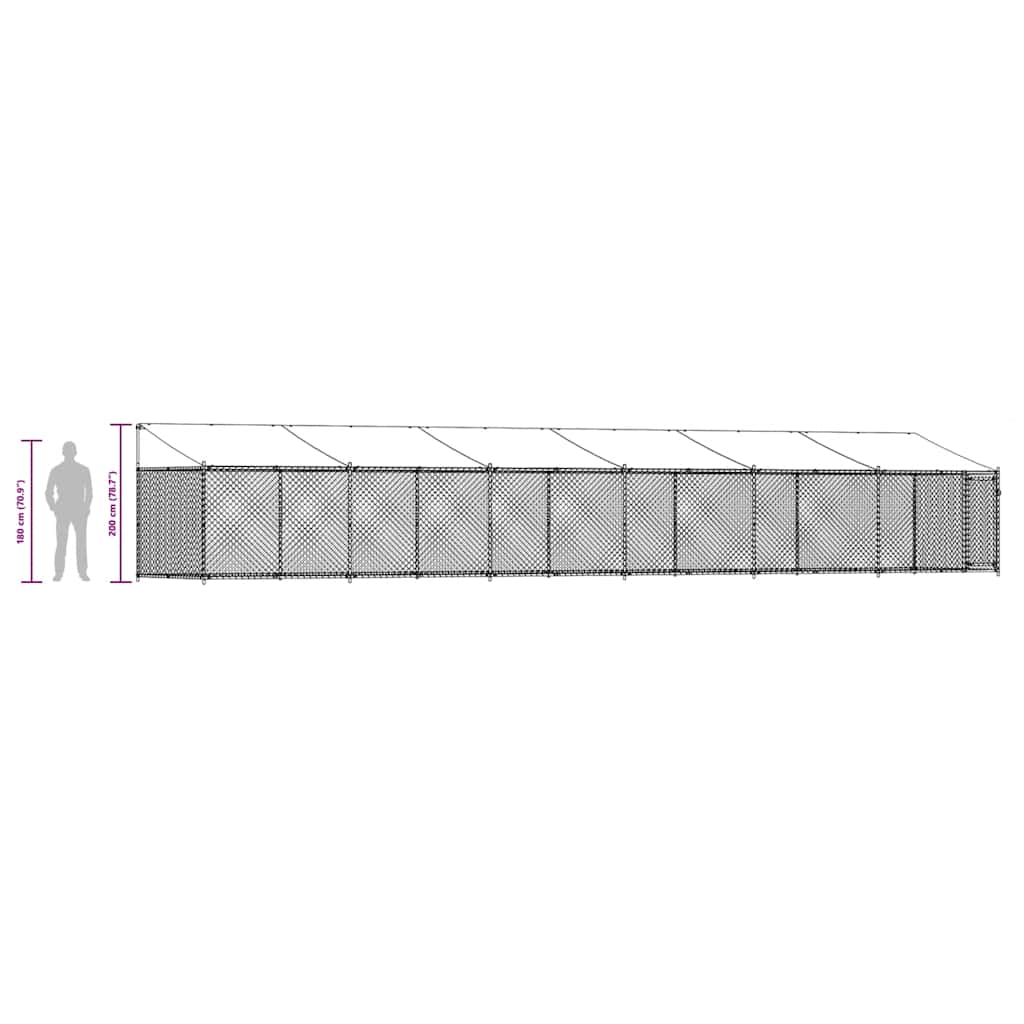 Dog Cage with Roof and Door Grey 12x2x2 m Galvanised Steel