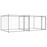 Dog Cage with Doors Grey 4x2x1.5 m Galvanised Steel - Front View