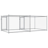Dog Cage with Doors Grey 4x2x1.5 m Galvanised Steel - Rear View