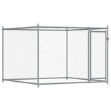 Dog Cage with Doors Grey 4x2x1.5 m Galvanised Steel - Close-Up Angle