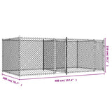 Dog Cage with Doors Grey 4x2x1.5 m Galvanised Steel - Extra Image