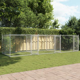 Dog Cage with Doors Grey 6x2x1.5 m Galvanised Steel - Front View