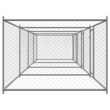 Dog Cage with Doors Grey 8x2x1.5 m Galvanised Steel - Front View