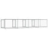 Dog Cage with Doors Grey 8x2x1.5 m Galvanised Steel - Side View