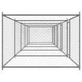 Dog Cage with Doors Grey 10x2x1.5 m Galvanised Steel - Side View
