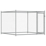 Dog Cage with Door Grey 4x2x1.5 m Galvanised Steel - Front View