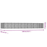 Dog Cage with Door Grey 12x2x1.5 m Galvanised Steel
