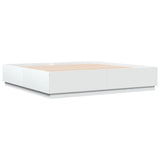 Bed Frame with LED without Mattress White 183x203 cm King