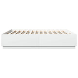 Bed Frame with LED without Mattress White 183x203 cm King - Rear View