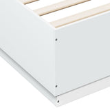 Bed Frame with LED without Mattress White 183x203 cm King - Low Angle