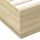 Bed Frame with LED without Mattress Sonoma Oak 183x203 cm King - Extra Image