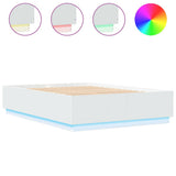 Bed Frame with LED without Mattress White 150x200 cm - Front View
