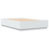 Bed Frame with LED without Mattress White 150x200 cm - Side View