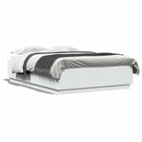 Bed Frame with LED without Mattress White 150x200 cm - 45-Degree Angle