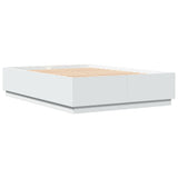 Bed Frame with LED without Mattress White 150x200 cm - Close-Up Angle