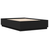 Bed Frame with LED without Mattress Black 150x200 cm - Front View