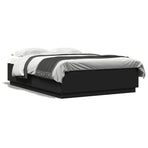Bed Frame with LED without Mattress Black 150x200 cm