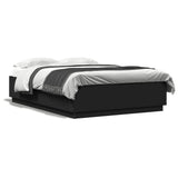Bed Frame with LED without Mattress Black 150x200 cm - Top-Down View