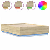 Bed Frame with LED without Mattress Sonoma Oak 150x200 cm - Front View