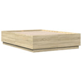 Bed Frame with LED without Mattress Sonoma Oak 150x200 cm - Side View