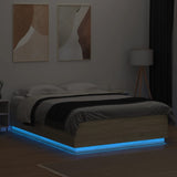 Bed Frame with LED without Mattress Sonoma Oak 150x200 cm - Top-Down View