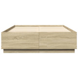 Bed Frame with LED without Mattress Sonoma Oak 150x200 cm - Rear View