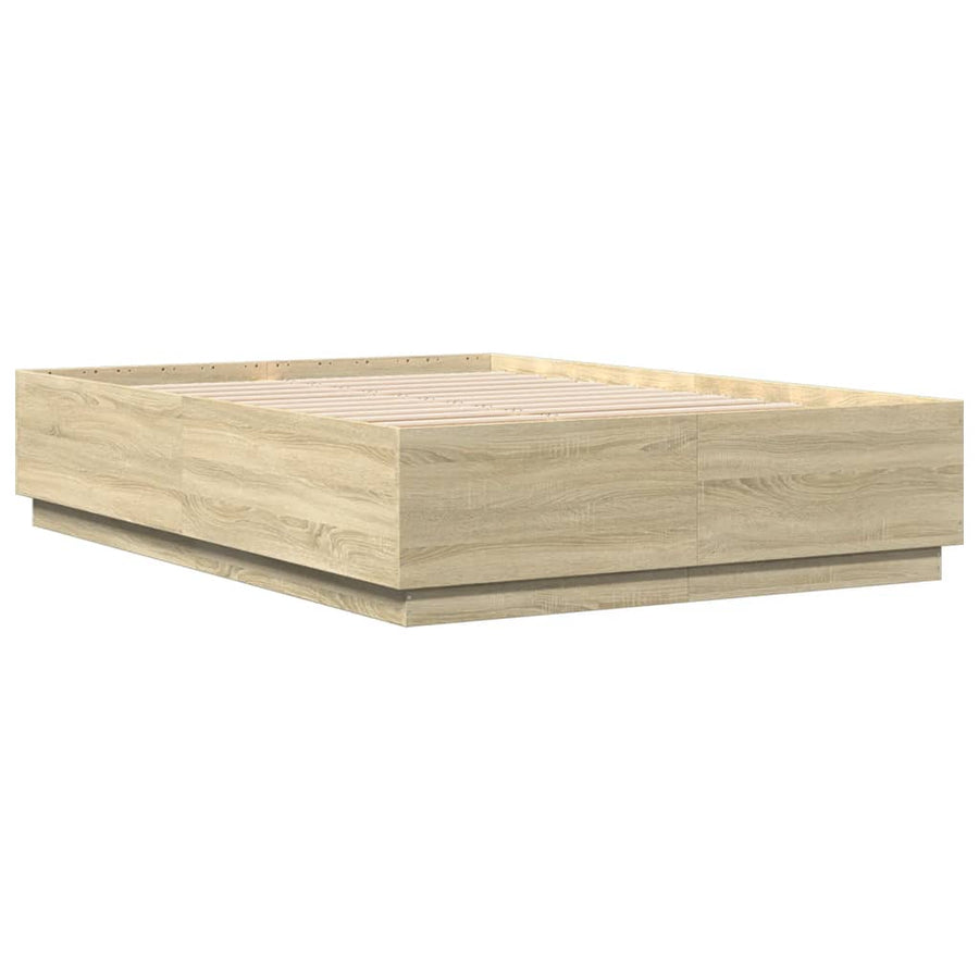 Bed Frame with LED without Mattress Sonoma Oak 150x200 cm
