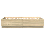 Bed Frame with LED without Mattress Sonoma Oak 150x200 cm