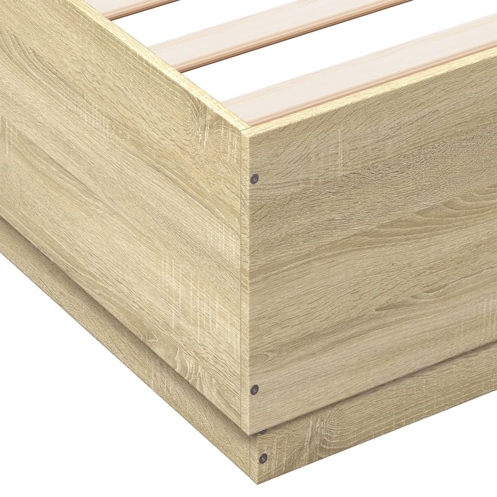 Bed Frame with LED without Mattress Sonoma Oak 150x200 cm