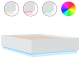 Bed Frame with LED without Mattress White 135x190 cm - Front View