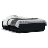 Bed Frame with LED without Mattress Black 135x190 cm - 45-Degree Angle