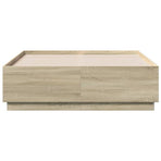 Bed Frame with LED without Mattress Sonoma Oak 135x190 cm