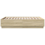 Bed Frame with LED without Mattress Sonoma Oak 135x190 cm