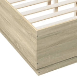 Bed Frame with LED without Mattress Sonoma Oak 135x190 cm - Extra Image