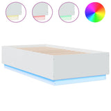 Bed Frame with LED without Mattress White 90x190 cm - Front View