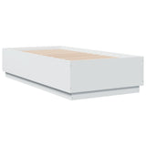 Bed Frame with LED without Mattress White 90x190 cm - Side View