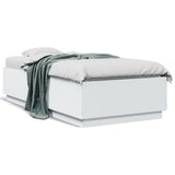 Bed Frame with LED without Mattress White 90x190 cm - 45-Degree Angle