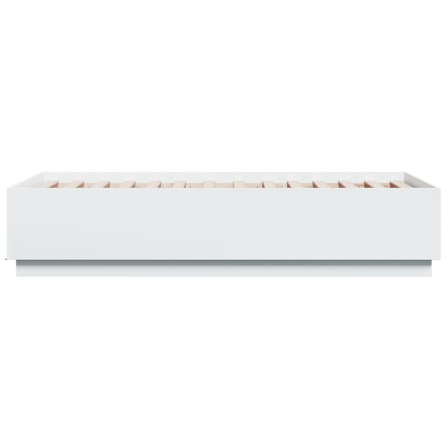 Bed Frame with LED without Mattress White 90x190 cm