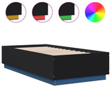 Bed Frame with LED without Mattress Black 90x190 cm - Front View