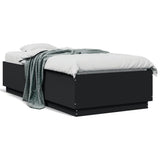 Bed Frame with LED without Mattress Black 90x190 cm - 45-Degree Angle