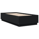 Bed Frame with LED without Mattress Black 90x190 cm - Low Angle