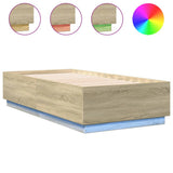 Bed Frame with LED without Mattress Sonoma Oak 90x190 cm - Front View