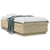 Bed Frame with LED without Mattress Sonoma Oak 90x190 cm - 45-Degree Angle