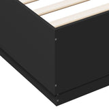 Bed Frame without Mattress Black 183x203 cm King - Close-Up Angle