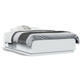 Bed Frame without Mattress White 135x190 cm - Front View