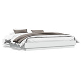 Bed Frame with LED without Mattress White 183x203 cm King - 45-Degree Angle